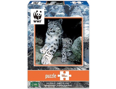 CARLETTO, WWF Puzzle 7230206 - Schneeleopard, Puzzle,, Ambassador - Schneeleoparden 100 Teile