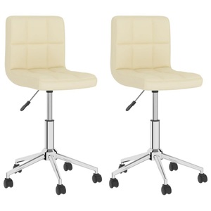 vidaXL, vidaXL Esszimmerstühle 2 Stk. Drehbar Creme Stoff, 