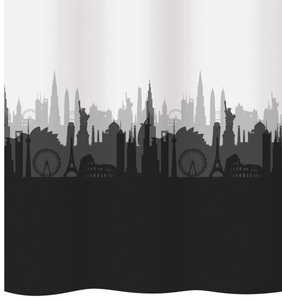 Diaqua, diaqua Duschvorhang City, Diaqua - Duschvorhang Textil City, 180X240CM, Schwarz/Weiss