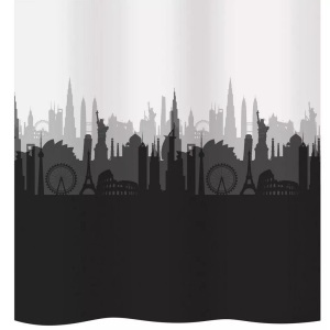 Diaqua, diaqua Duschvorhang City, Diaqua - Duschvorhang Textil City, 180X240CM, Schwarz/Weiss