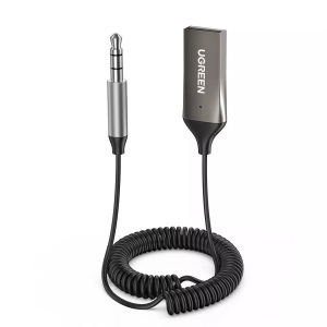 Ugreen, UGREEN 70601 - USB 2.0 auf 3.5 mm Bluetooth Aux Adapter (Schwarz/Silber), UGREEN USB Aux BT 5.0 Receiver 70601 Grey