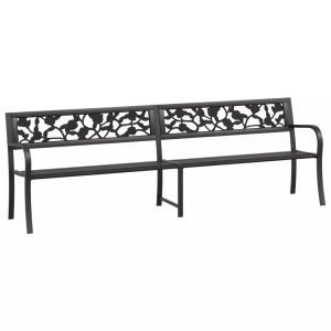 vidaXL, vidaXL Doppel-Gartenbank 246 cm Schwarz Stahl, vidaXL Doppel-Gartenbank 246 cm Schwarz Stahl