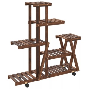 vidaXL, vidaXL Blumenständer mit Rollen 95x25x101 cm Massivholz Tanne, vidaXL Blumenständer mit Rollen 95x25x101 cm Massivholz Tanne
