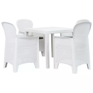 Diverse Hardware, 5-tlg. Garten-Essgruppe Kunststoff Weiss Rattan-Optik, vidaXL 5-tlg. Garten-Essgruppe Kunststoff Weiß Rattan-Optik