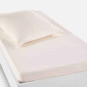 LA REDOUTE INTERIEURS, Fixleintuch Linot für hohe Matratzen, gewaschenes Leinen, La Redoute Intérieurs - Kinder-Fixleintuch, Fixleintuch für Kinder, 90 x 190 cm, Écru