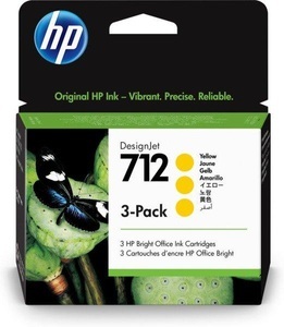 HP Supplies, HP 712 Tinte gelb 3-Pack, HP 712 3er-Pack Gelb DesignJet Druckerpatrone, 29 ml