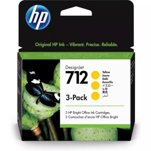 HP Supplies, HP 712 Tinte gelb 3-Pack, HP 712 3er-Pack Gelb DesignJet Druckerpatrone, 29 ml
