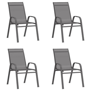 vidaXL, vidaXL Stapelbare Gartenstühle 4 Stk. Grau Textilene, vidaXL Stapelbare Gartenstühle 4 Stk. Grau Textilene