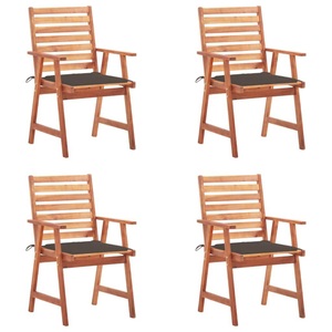 vidaXL, vidaXL Garten-Essstühle 4 Stk. mit Kissen Massivholz Akazie, vidaXL Garten-Essstühle 4 Stk. mit Kissen Massivholz Akazie