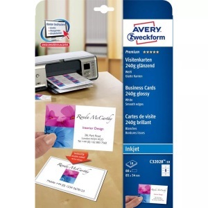 ZWECKFORM, Zweckform C32028-10 Visitenkarten 85X54Mm White -, Avery Zweckform Professionelle Visitenkarten InkJet, A4, 250g, glossy, doppelseitig, C32028-10, (10 Blatt)