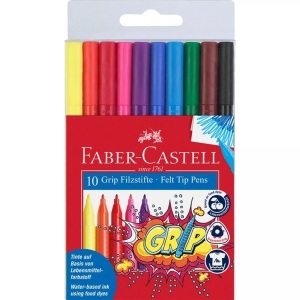 Faber-Castell, Filzstift GRIP Colour Marker 10er Etui, Faber-Castell Grip Colours, 155310, (10 Farben, Etui)