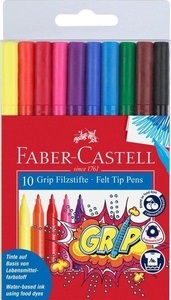 Faber-Castell, Filzstift GRIP Colour Marker 10er Etui, Faber-Castell Grip Colours, 155310, (10 Farben, Etui)
