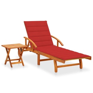 vidaXL, vidaXL Sonnenliege mit Tisch und Auflage Akazie Massivholz, 