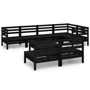 vidaXL, vidaXL 8-tlg. Garten-Lounge-Set Massivholz Kiefer Schwarz