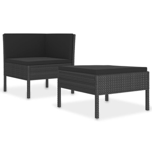vidaXL, vidaXL 2-tlg. Garten-Lounge-Set mit Auflagen Poly Rattan Schwarz, vidaXL 2-tlg. Garten-Lounge-Set mit Auflagen Poly Rattan Schwarz