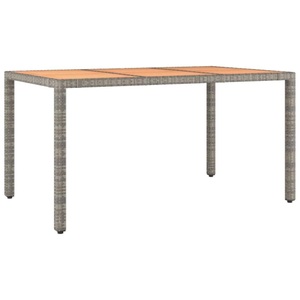 vidaXL, vidaXL Gartentisch mit Holzplatte Grau Poly Rattan & Massivholz Akazie, vidaXL Gartentisch mit Holzplatte Grau Poly Rattan & Massivholz Akazie