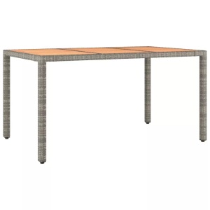 vidaXL, vidaXL Gartentisch mit Holzplatte Grau Poly Rattan & Massivholz Akazie, vidaXL Gartentisch mit Holzplatte Grau Poly Rattan & Massivholz Akazie