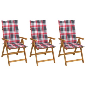 vidaXL, vidaXL Klappbare Gartenstühle 3 Stk. mit Auflagen Massivholz Akazie