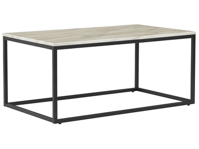 Beliani, Beliani Couchtisch weiss/schwarz Marmor Optik DELANO, Beliani - Couchtisch aus MDF-Platte Modern DELANO, One Size, Perle