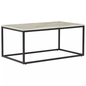 Beliani, Beliani Couchtisch weiss/schwarz Marmor Optik DELANO, Beliani - Couchtisch aus MDF-Platte Modern DELANO, One Size, Perle