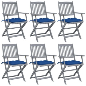 vidaXL, vidaXL Klappbare Gartenstühle 6 Stk. mit Kissen Massivholz Akazie, vidaXL Klappbare Gartenstühle 6 Stk. mit Kissen Massivholz Akazie