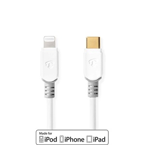 Nedis, Lightning Kabel | USB 2.0 | Apple Lightning, 8-polig | USB-C? Stecker | 480 Mbps | Vergoldet | 1,00 m | Rund | PVC | Weiß | Box, Nedis - Lightning Kabel | USB 2.0 Apple Lightning, 8-polig USB-C? Stecker 480 Mbps Vergoldet 1,00 m Rund PVC Weiß Box, One Size