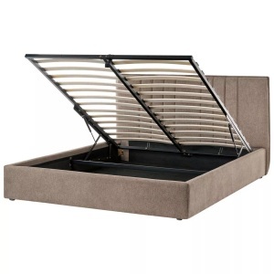 Beliani, Beliani - Bett mit Stauraum aus Stoff TARASCON, 160X200CM, Taupe