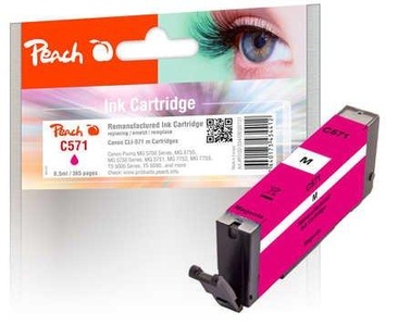 Peach, Peach Tintenpatrone magenta kompatibel zu Canon CLI-571 m, Peach C571 M Druckerpatrone ma ersetzt Canon CLI-571M, 0387C001 für z.B. Canon Pixma TS 5050, Canon Pixma TS 5055, Canon Pixma MG 6850