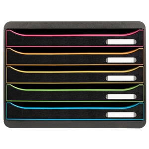 Exacompta, EXACOMPTA Schubladenelement Big-Box Plus Horizon, EXACOMPTA Schubladenbox Big-Box Plus 308914D schwarz/Harlekin, 5 Schubl.
