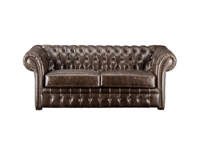 Vente-unique, Chesterfield Ledersofa 2Sitzer CLOTAIRE Vintage Leder Chesterfield Ledersofa 2Sitzer CLOTAIRE Vintage Leder, 