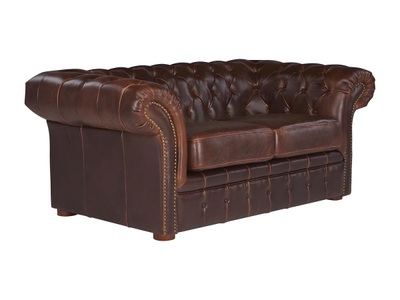 Vente-unique, Chesterfield Ledersofa 2Sitzer CLOTAIRE Vintage Leder Chesterfield Ledersofa 2Sitzer CLOTAIRE Vintage Leder, 