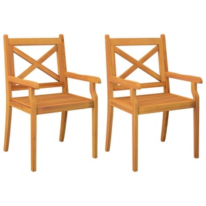 vidaXL, vidaXL Garten-Essstühle 2 Stk. Massivholz Akazie, vidaXL Garten-Essstühle 2 Stk. Massivholz Akazie
