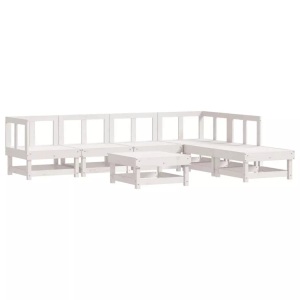 vidaXL, vidaXL 7-tlg. Garten-Lounge-Set Weiß Massivholz Kiefer, VidaXL - Garten lounge set kiefernholz, One Size, Weiss
