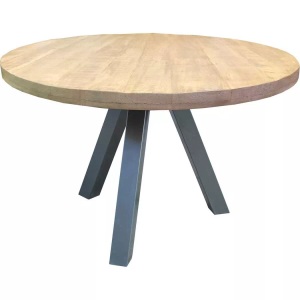 mutoni living, Esstisch Massivholz Mango Beine Metall rund 120, Esstisch Massivholz Mango Beine Metall rund 120