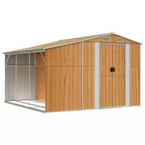vidaXL, vidaXL Gerätehaus Hellbraun 277x279x179 cm Verzinkter Stahl, vidaXL Gerätehaus Hellbraun 277x279x179 cm Verzinkter Stahl