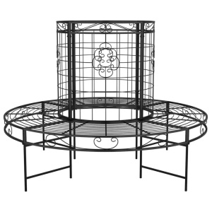 vidaXL, vidaXL Baumbank Rund Ø137 cm Schwarz Stahl, vidaXL Baumbank Rund Ø137 cm Schwarz Stahl