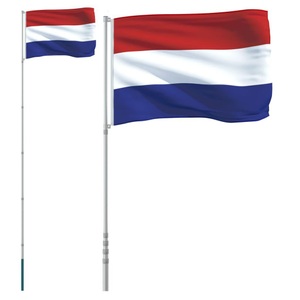 vidaXL, vidaXL Niederländische Flagge mit Mast 5,55 m Aluminium, vidaXL Niederländische Flagge mit Mast 5,55 m Aluminium