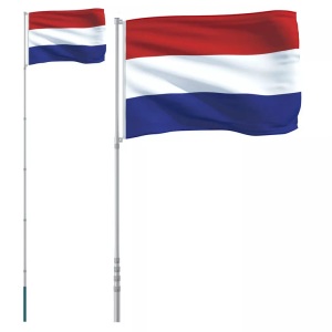 vidaXL, vidaXL Niederländische Flagge mit Mast 5,55 m Aluminium, vidaXL Niederländische Flagge mit Mast 5,55 m Aluminium