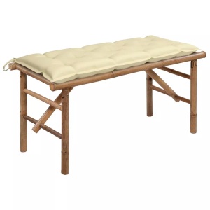 vidaXL, vidaXL Klappbare Gartenbank mit Auflage 118 cm Bambus, vidaXL Klappbare Gartenbank mit Auflage 118 cm Bambus