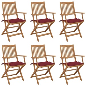 vidaXL, vidaXL Klappbare Gartenstühle 6 Stk. mit Kissen Massivholz Akazie, vidaXL Klappbare Gartenstühle 6 Stk. mit Kissen Massivholz Akazie