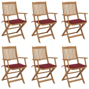 vidaXL, vidaXL Klappbare Gartenstühle 6 Stk. mit Kissen Massivholz Akazie, vidaXL Klappbare Gartenstühle 6 Stk. mit Kissen Massivholz Akazie