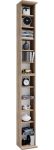 VCM, Holz CD DVD Stand Aufbewahrung Standregal Bücherregal Deko Regal Bigol Holz CD DVD Stand Aufbewahrung Standregal Bücherregal Deko Regal Bigol, VCM - Holzregal stehend | platzsparender CD Schrank für 204 CDs oder 72 DVDs Maße: H. 180 x B. 21 T. 20 cm Elegantes DVD Regal Blu-Ray Regal, One Size, Sonoma-Eiche