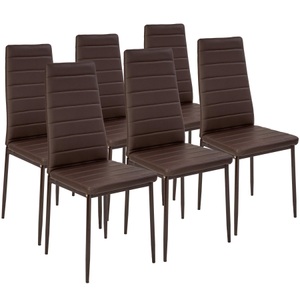 TecTake, 6 Esszimmerstühle Kunstleder - cappuccino, 