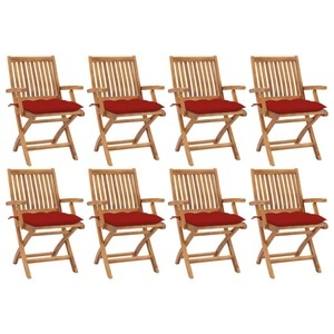 vidaXL, vidaXL Klappbare Gartenstühle mit Kissen 8 Stk. Massivholz Teak