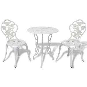 Diverse Hardware, 3-tlg. Bistro-Set Aluminiumguss Weiss