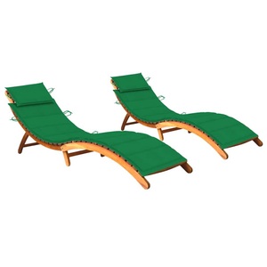 vidaXL, vidaXL Sonnenliegen 2 Stk. mit Auflagen Massivholz Akazie