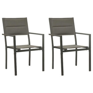 vidaXL, vidaXL Gartenstühle 2 Stk. Textilene und Stahl Grau und Anthrazit, vidaXL Gartenstühle 2 Stk. Textilene und Stahl Grau und Anthrazit