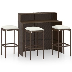 vidaXL, vidaXL 4-tlg. Gartenbar-Set mit Kissen Braun