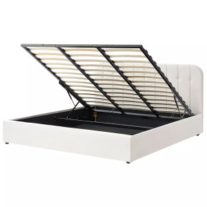Beliani, Beliani - Bett mit Stauraum aus Stoff Modern CHALLANS, 180x200 cm, Schneeweiss