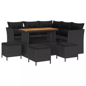 vidaXL, VidaXL - Garten-sofa poly-rattan, One Size, Schwarz
